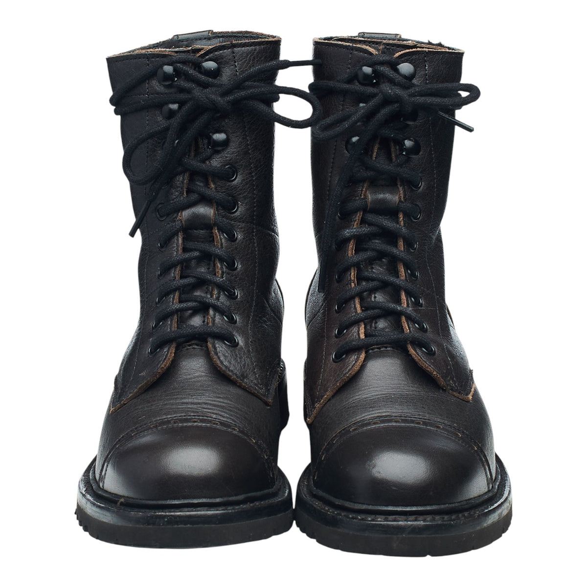 Women's 'Johnson' Black Leather Mid Calf Shearling Boots UK 3 D