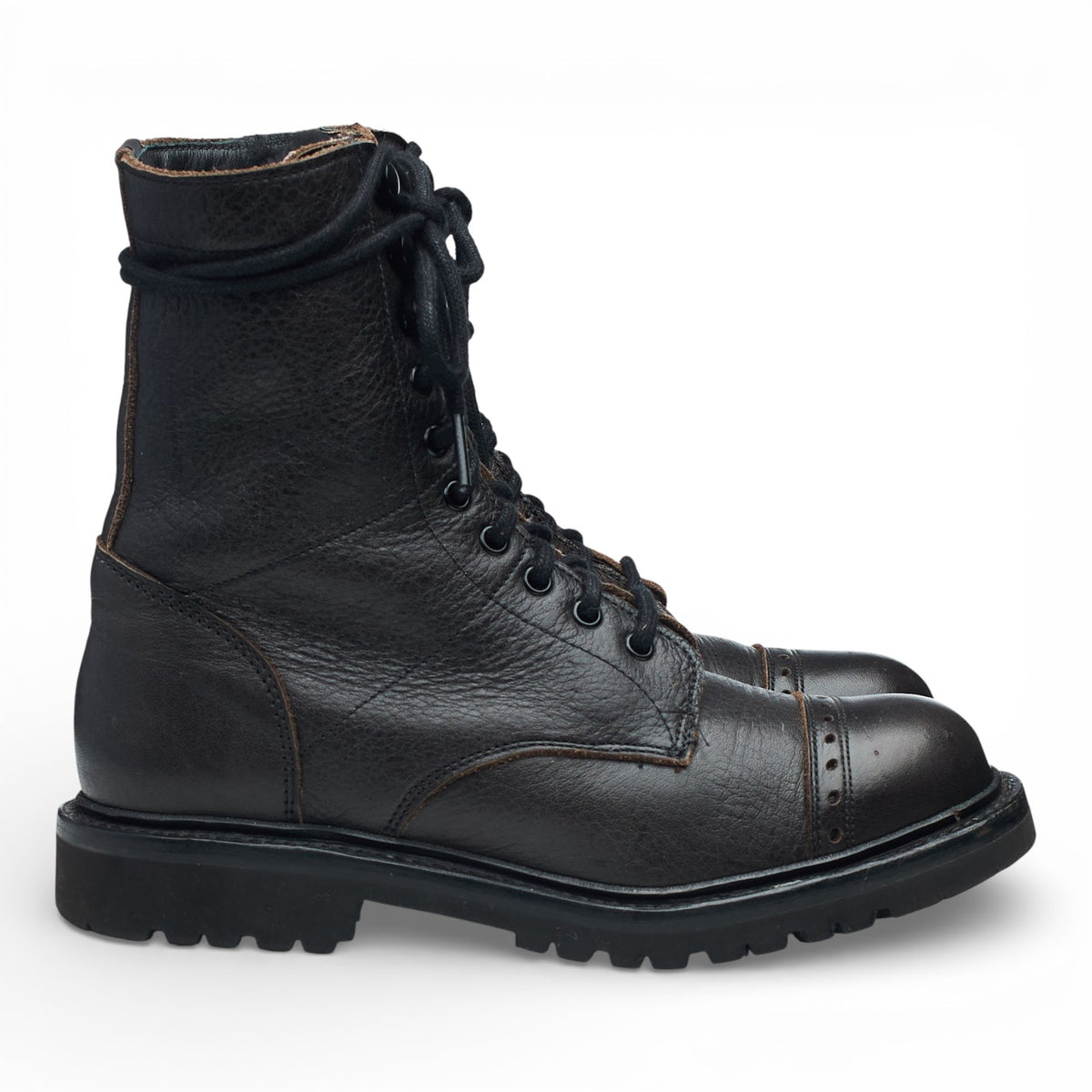 Women's 'Johnson' Black Leather Mid Calf Shearling Boots UK 3 D