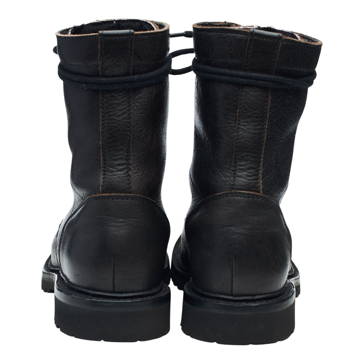 Women's 'Johnson' Black Leather Mid Calf Shearling Boots UK 3 D