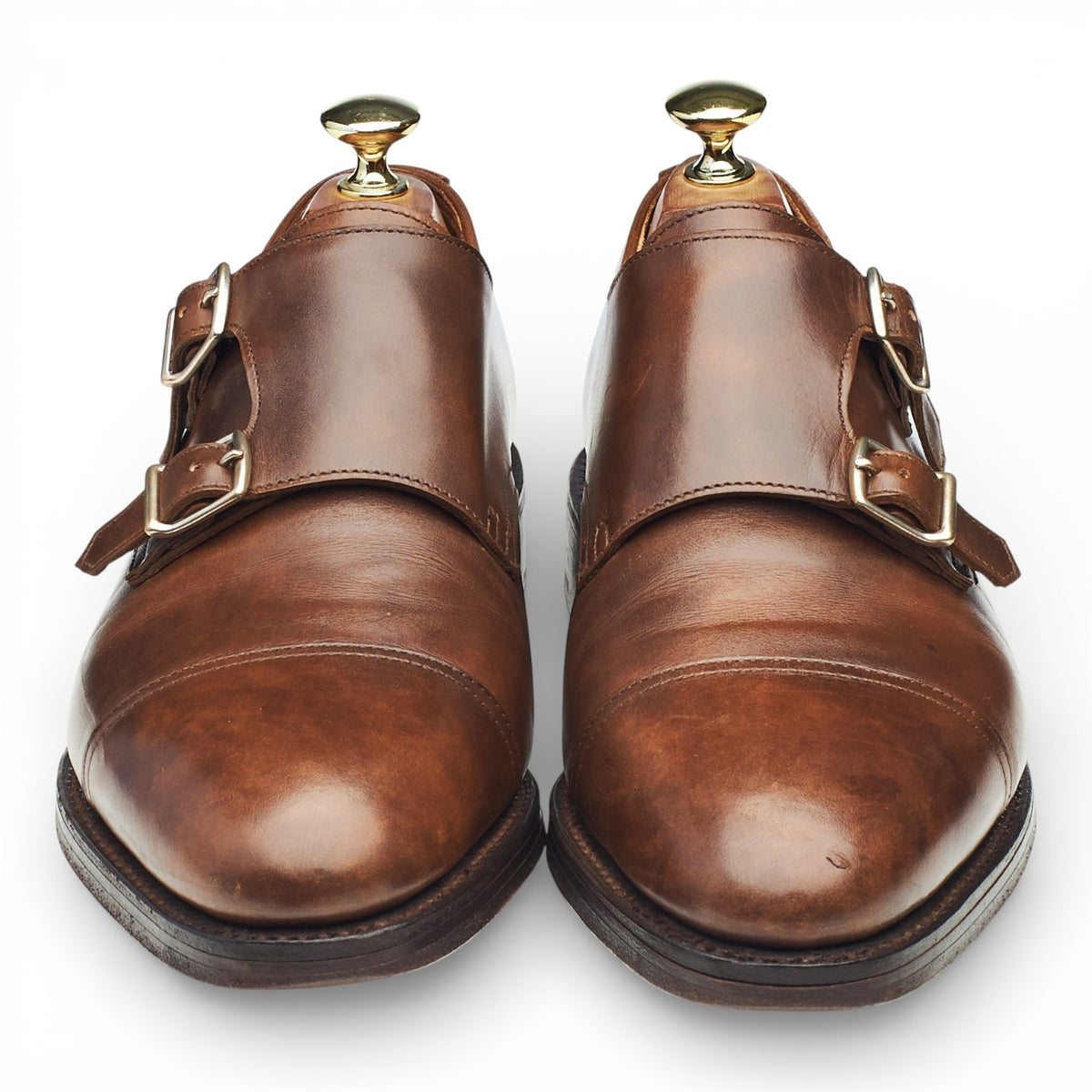'William' Brown Museum Leather Double Monk Strap UK 7 E