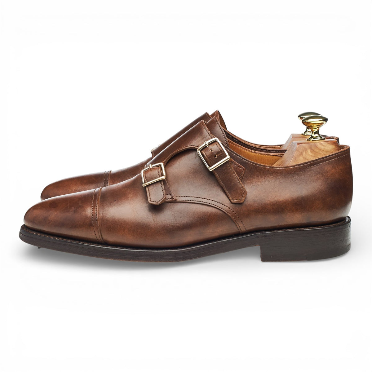 'William' Brown Museum Leather Double Monk Strap UK 7 E
