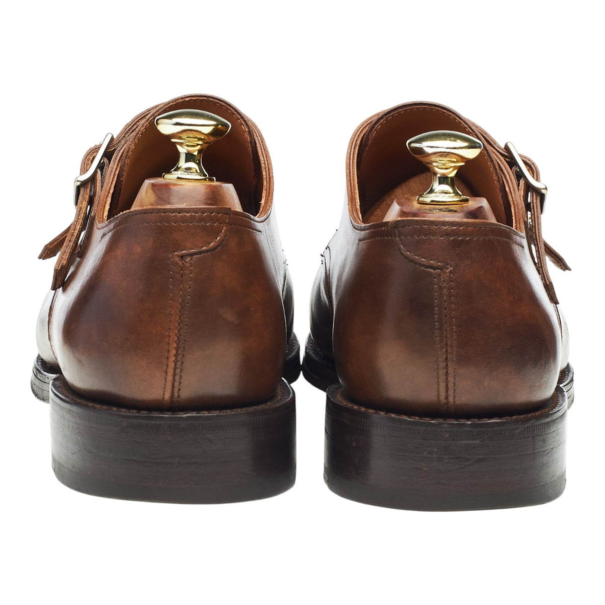 'William' Brown Museum Leather Double Monk Strap UK 7 E