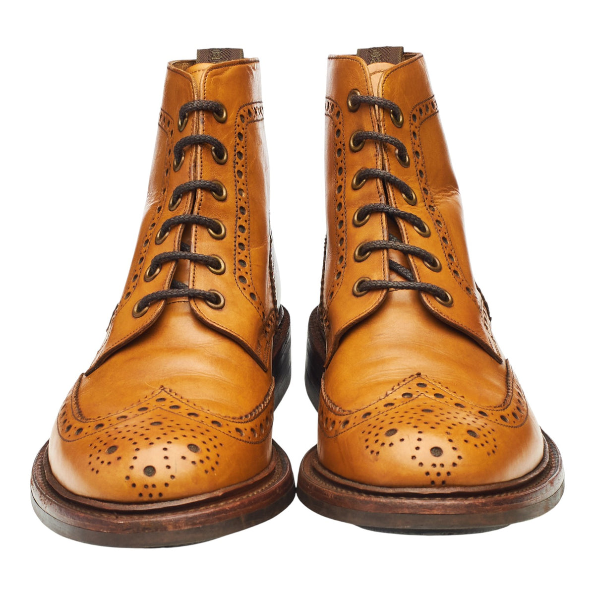 1880 'Bedale' Tan Brown Leather Brogue Boots UK 7.5 G