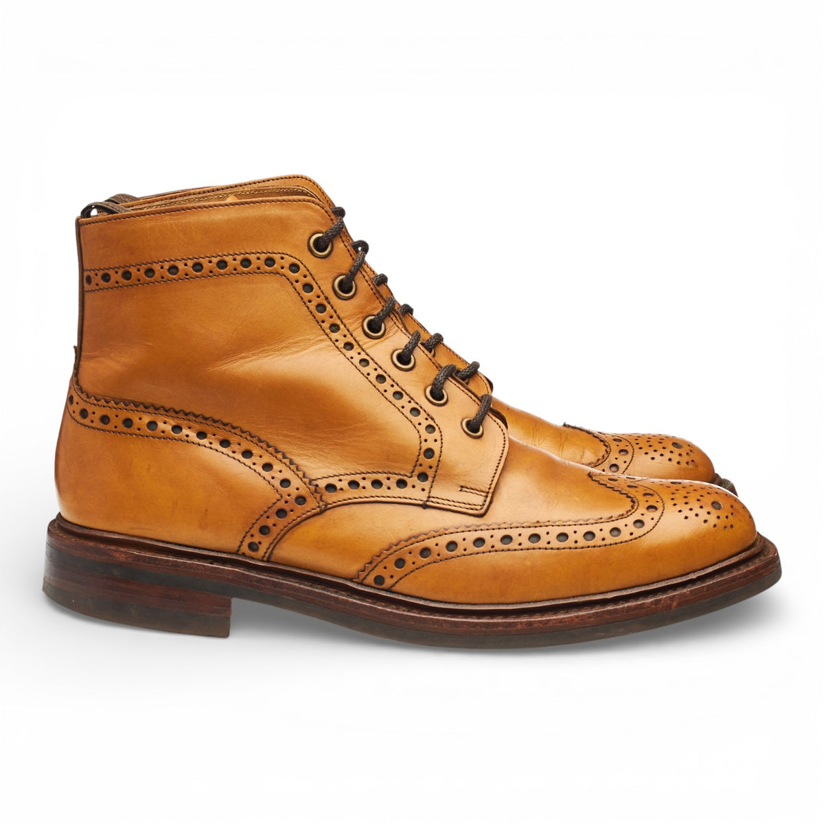 1880 'Bedale' Tan Brown Leather Brogue Boots UK 7.5 G