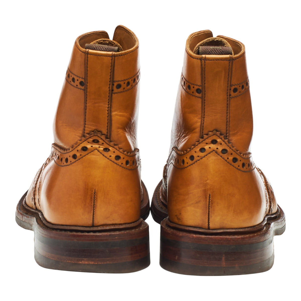 1880 'Bedale' Tan Brown Leather Brogue Boots UK 7.5 G