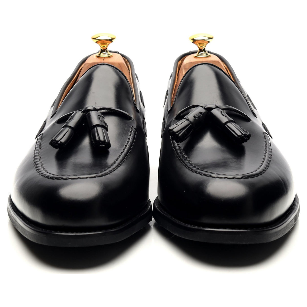 &#39;8491-K4&#39; Black Leather Tassel Loafers UK 12