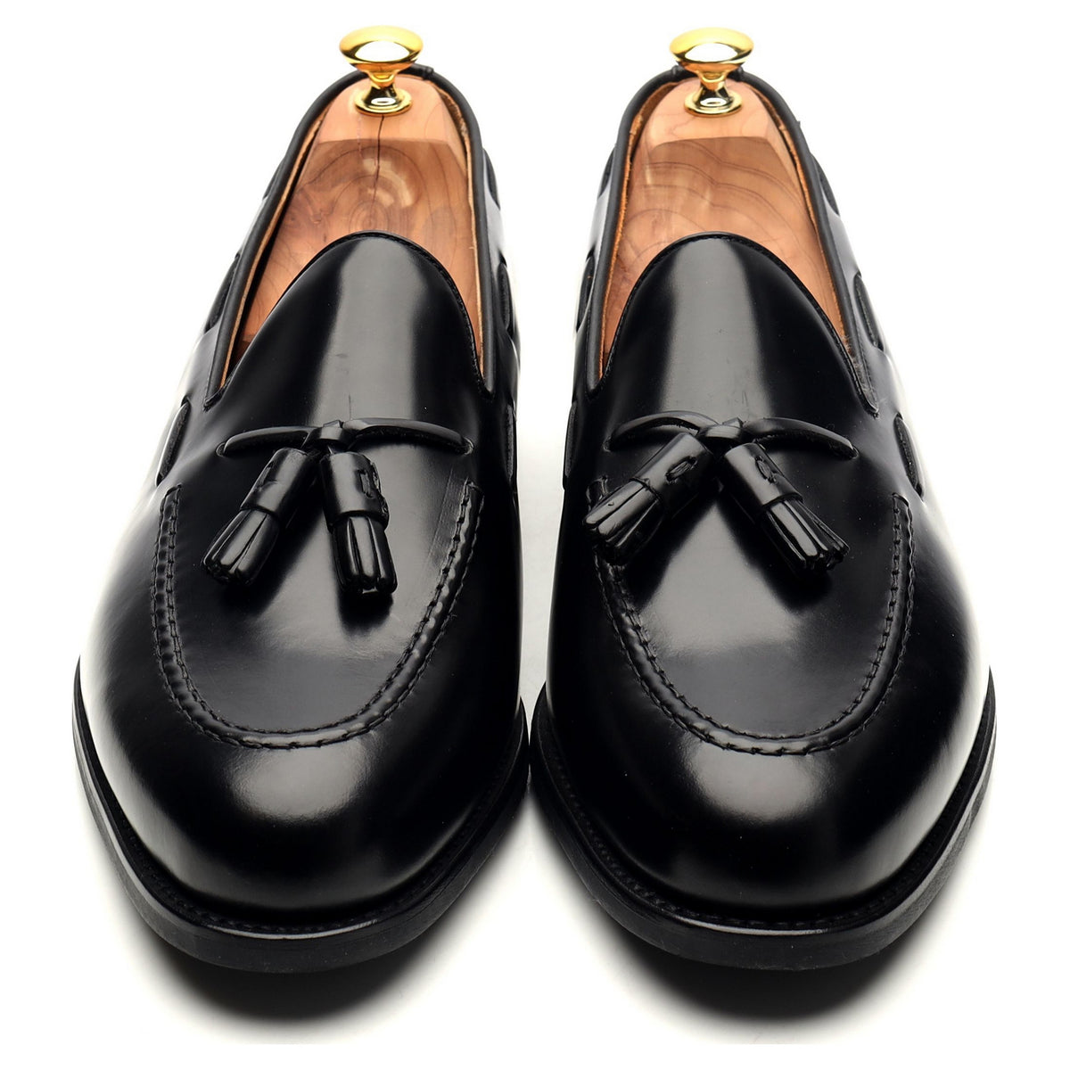 &#39;8491-K4&#39; Black Leather Tassel Loafers UK 12