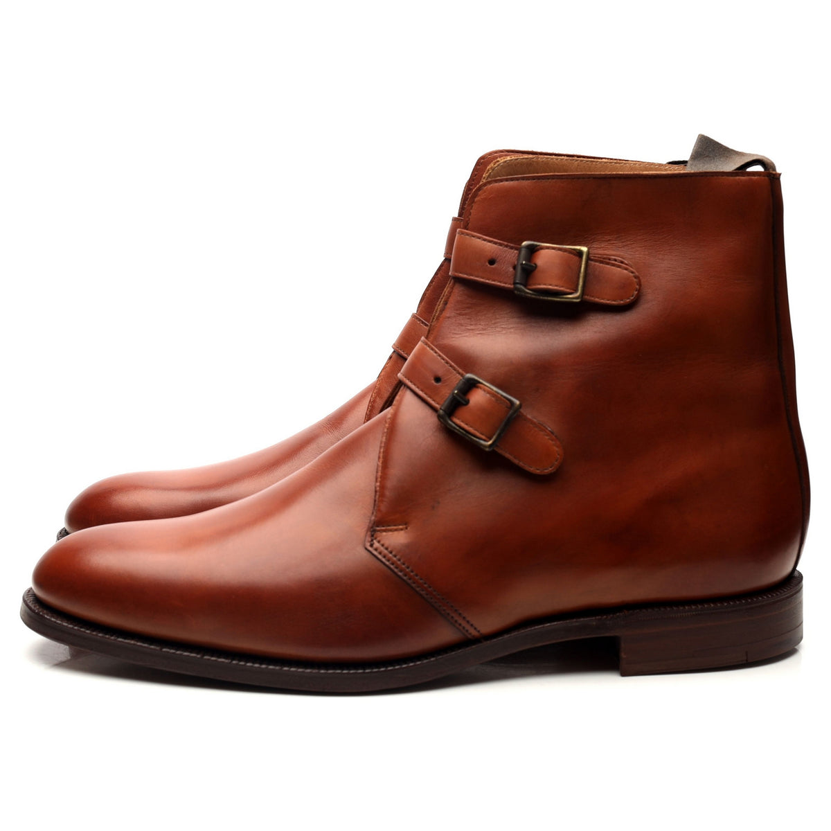 Manfield Tan Brown Boots Double Monk Strap UK 11 E
