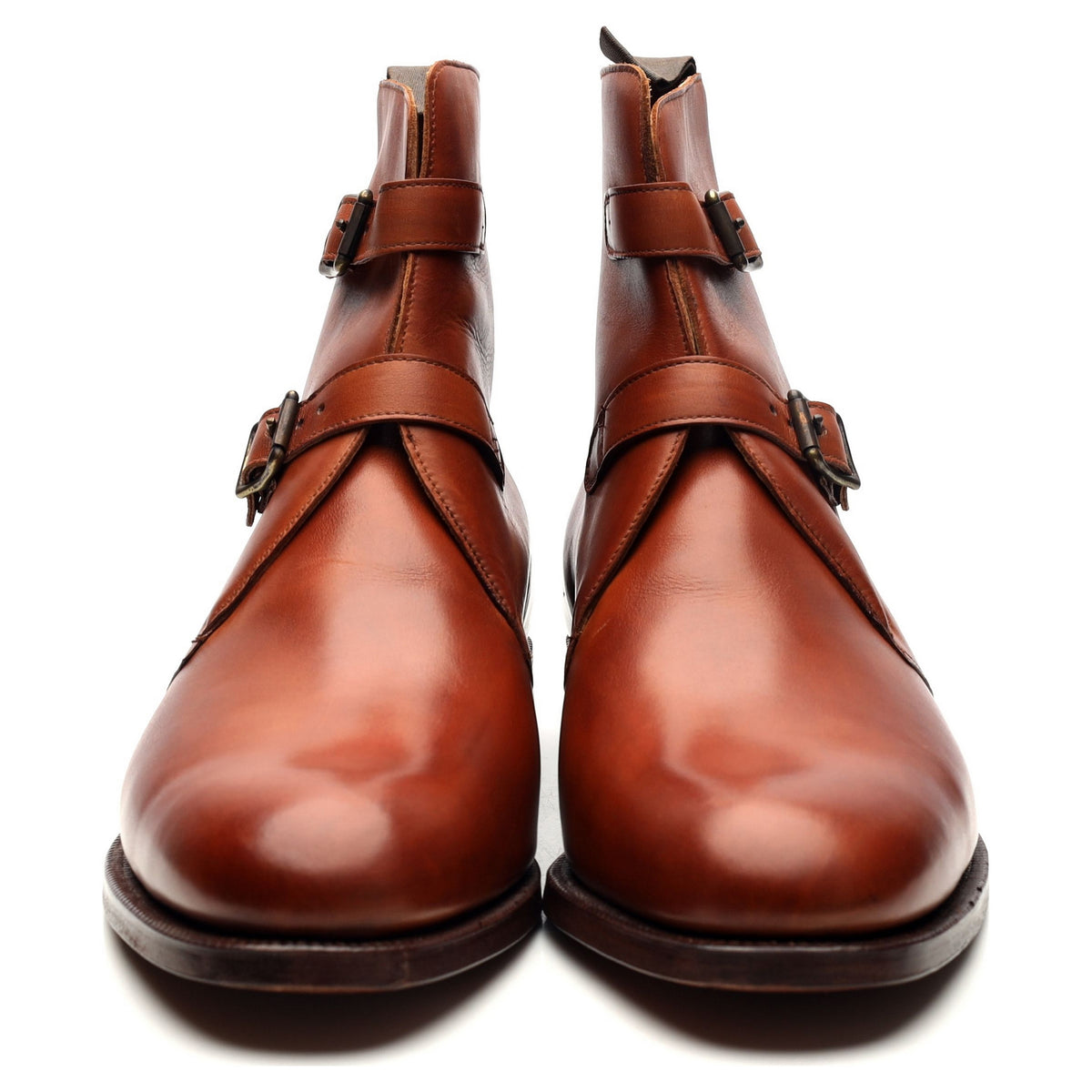 Manfield Tan Brown Boots Double Monk Strap UK 11 E