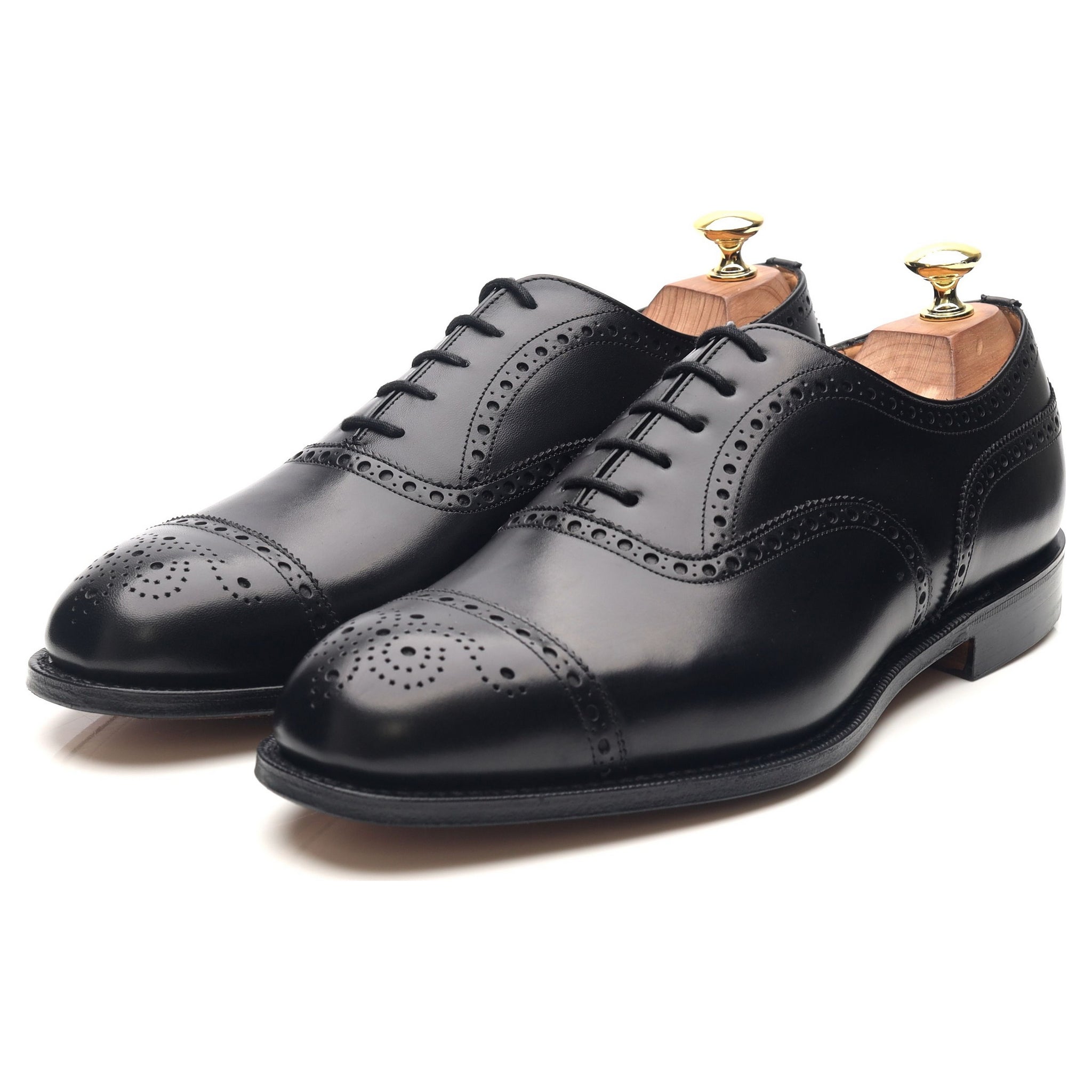 Diplomat' Black Leather Oxford Semi Brogues UK 8 F - Abbot's Shoes