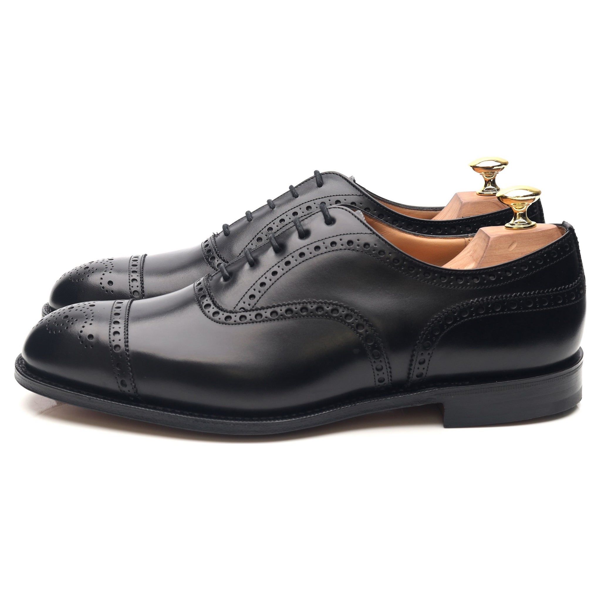 Diplomat' Black Leather Oxford Semi Brogues UK 8 F - Abbot's Shoes