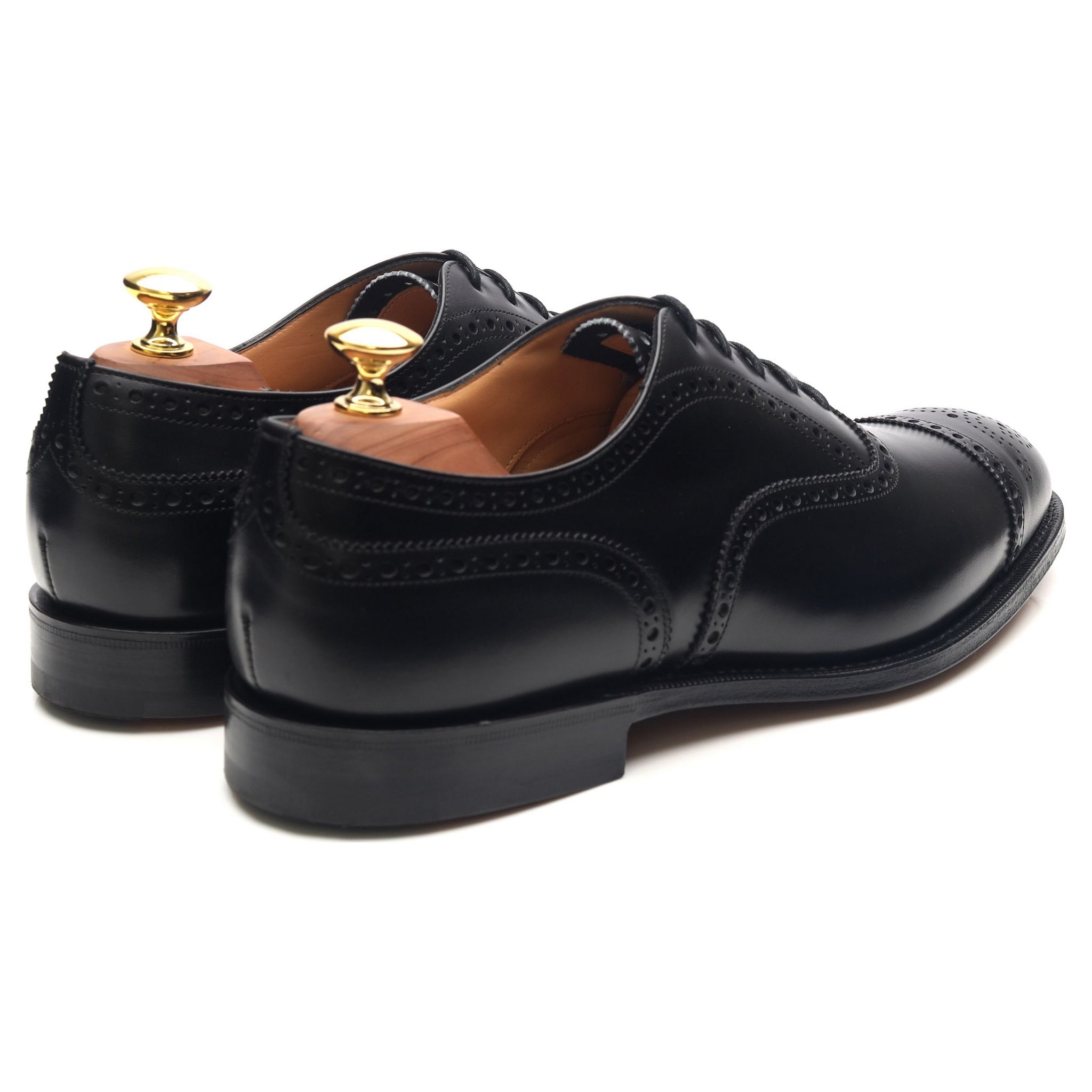Diplomat' Black Leather Oxford Semi Brogues UK 8 F - Abbot's Shoes