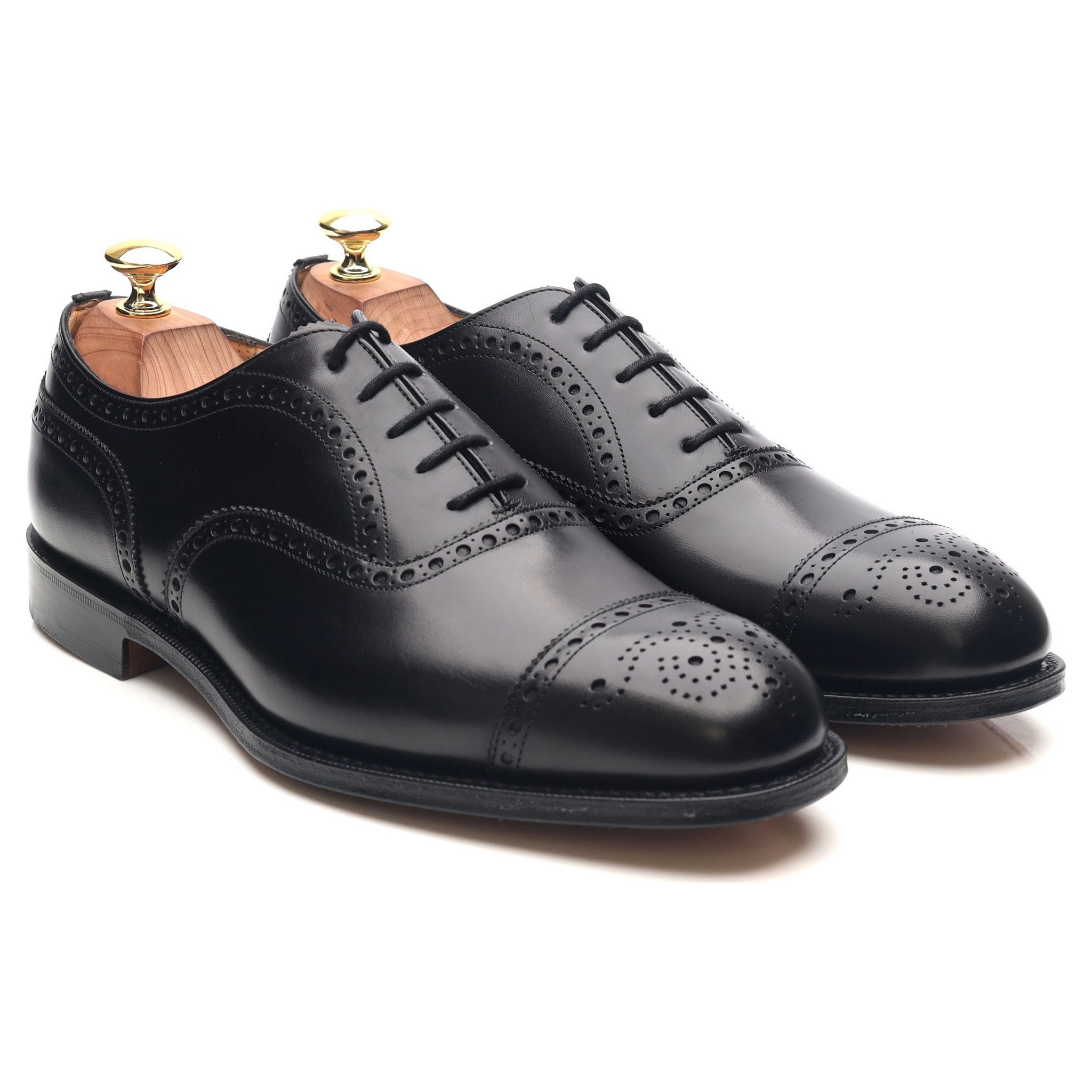 Diplomat' Black Leather Oxford Semi Brogues UK 8 F - Abbot's Shoes