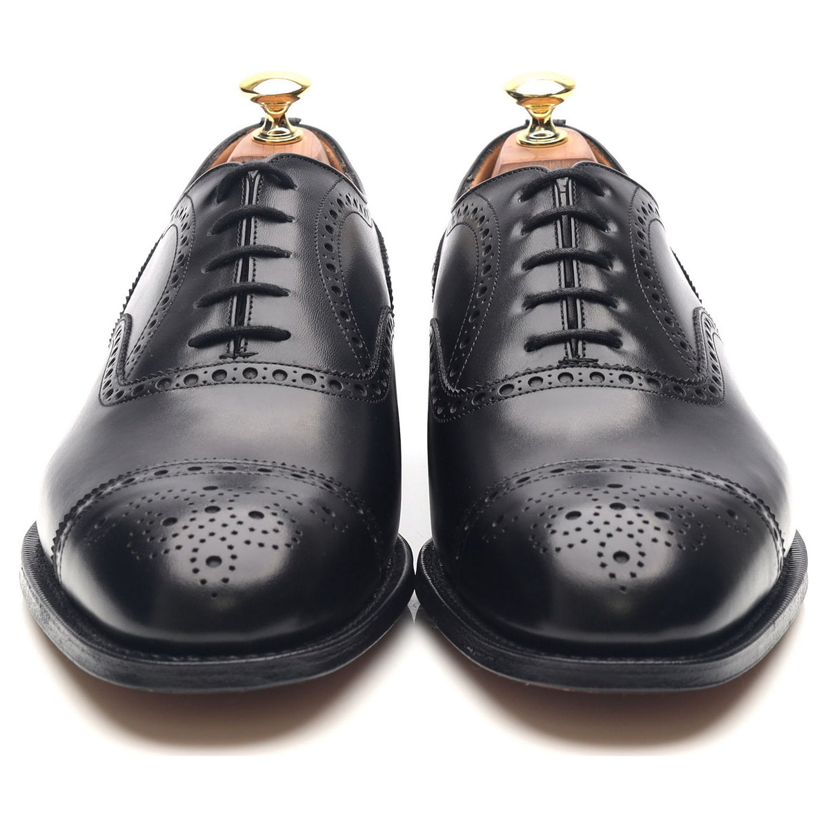 &#39;Diplomat&#39; Black Leather Oxford Semi Brogues UK 8 F