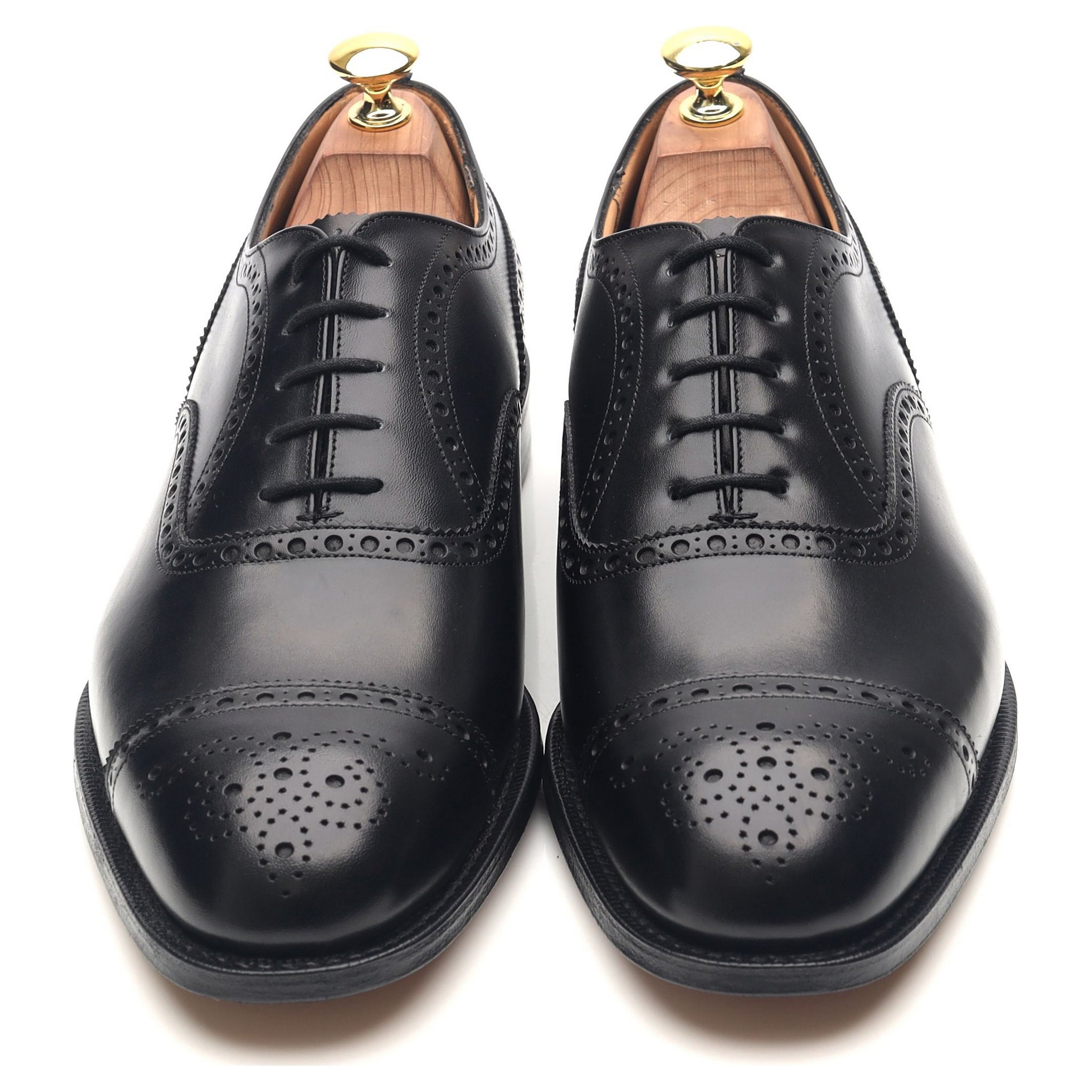 Diplomat' Black Leather Oxford Semi Brogues UK 8 F - Abbot's Shoes