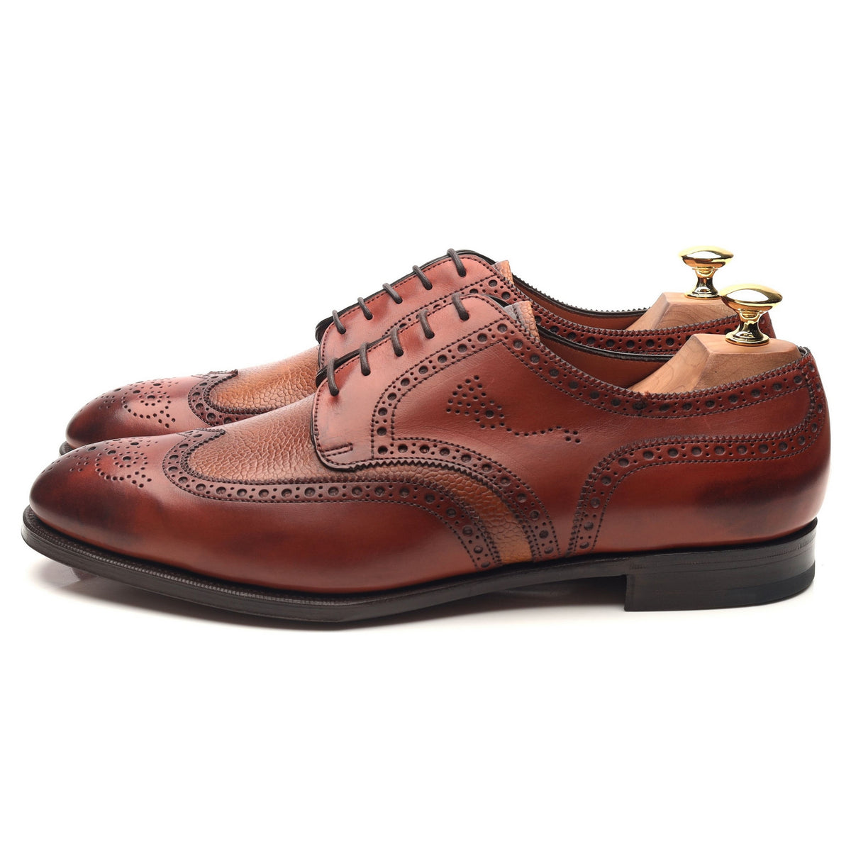 Sandringham' Tan Brown Leather Derby Brogues UK 9.5 D - Abbot's Shoes