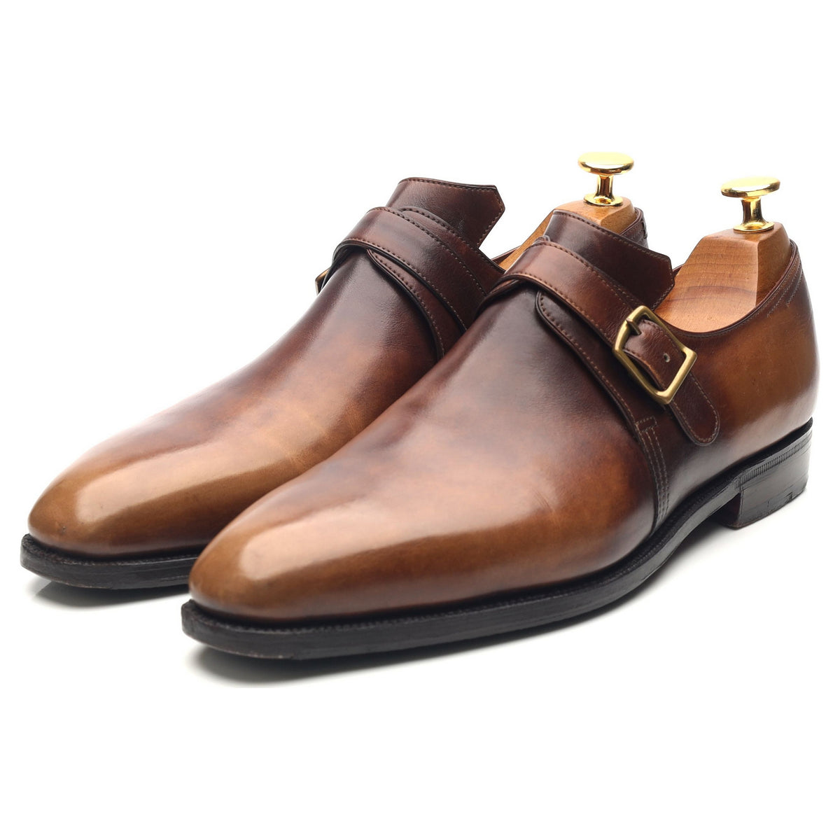 &#39;Arca Buckle&#39; Brown Leather Monk Strap UK 7 E