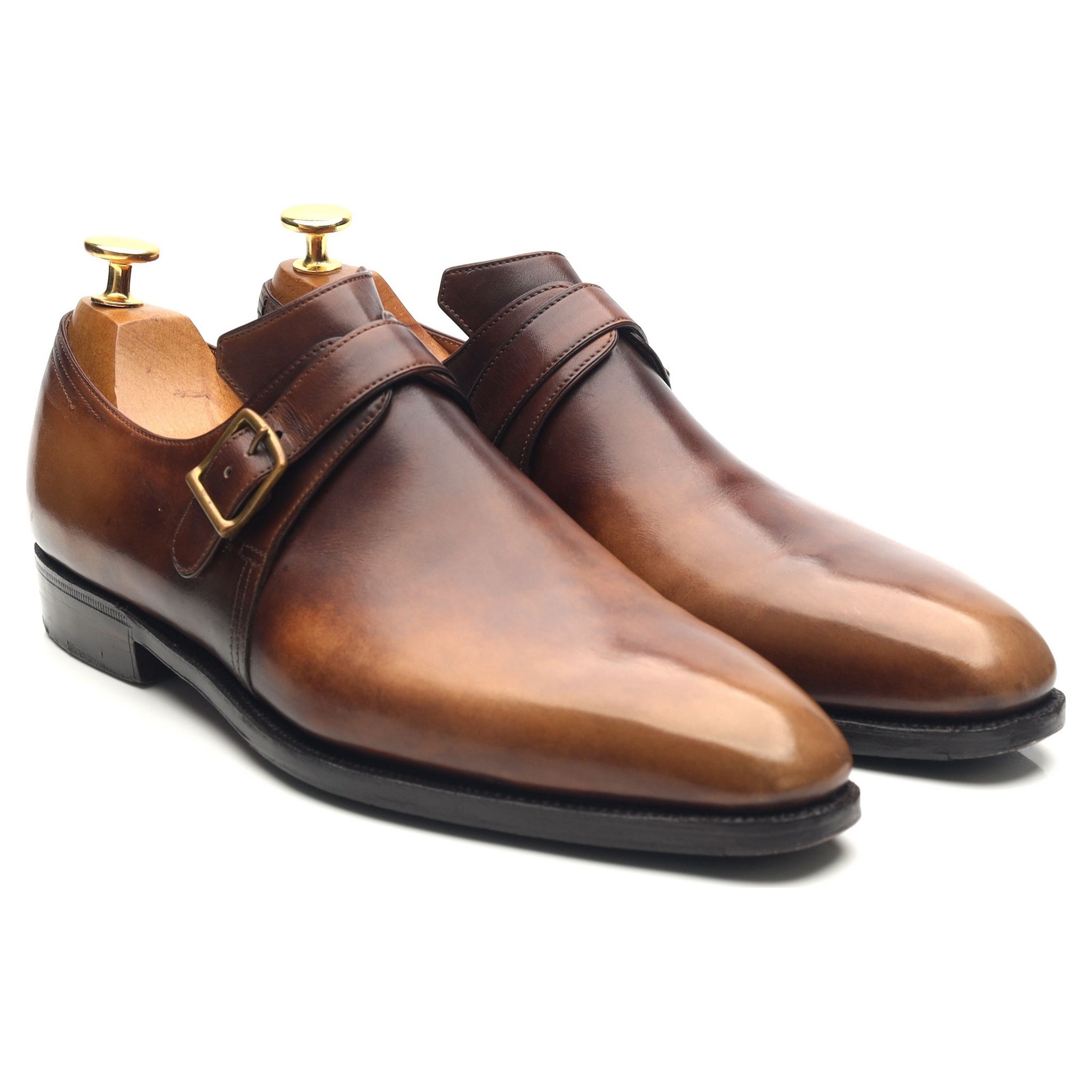アルカバックル」ブラウンレザーモンクストラップ UK 7 E - Abbot's Shoes
