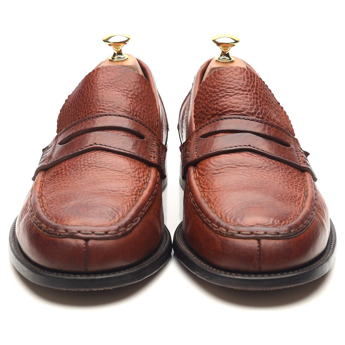 Tan Brown Leather Loafers UK 9.5 F