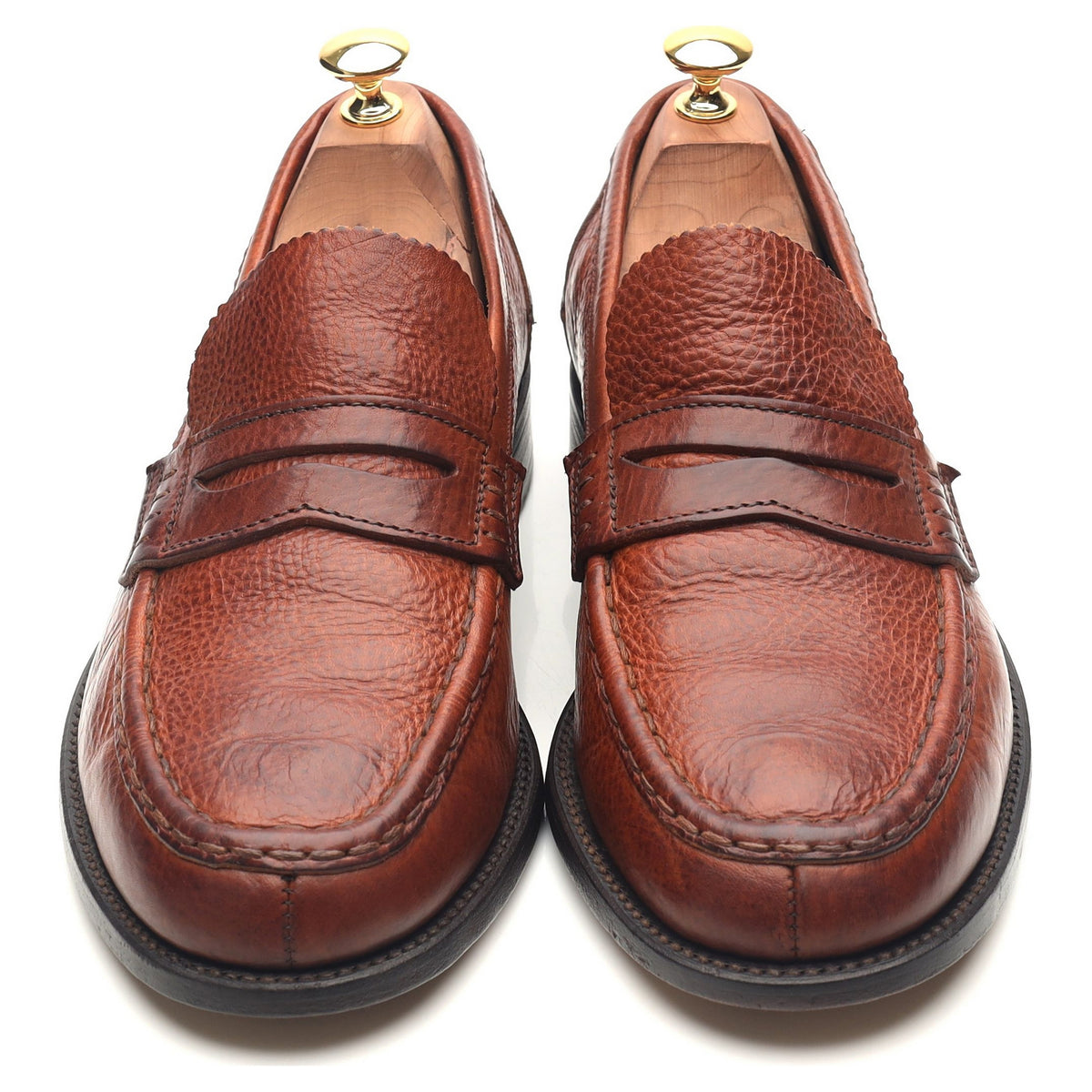 Tan Brown Leather Loafers UK 9.5 F