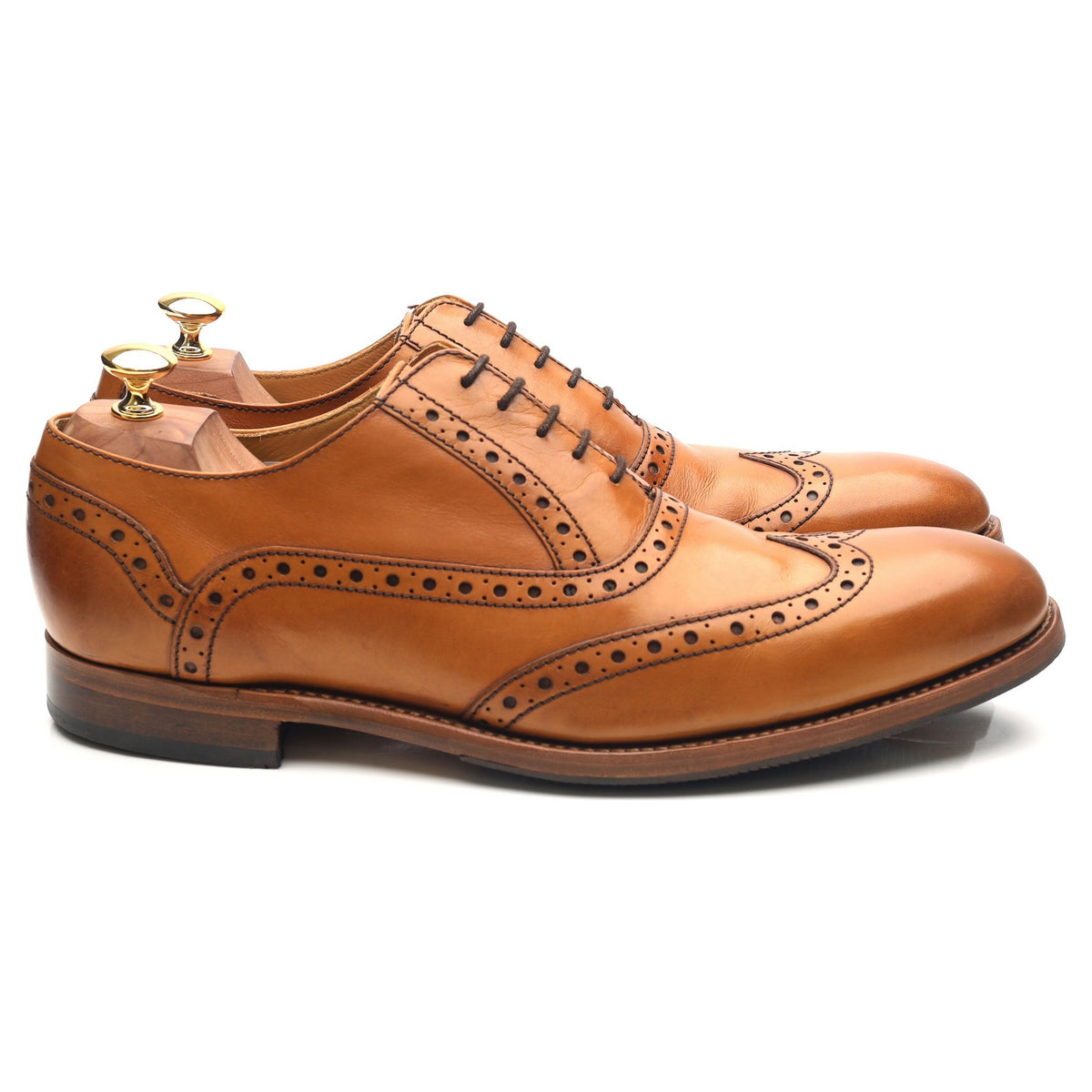 &#39;Grant&#39; Tan Brown Leather Brogues UK 10 F