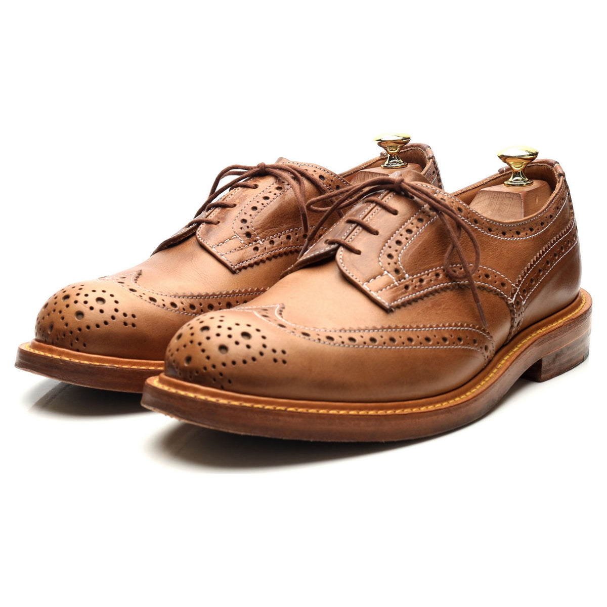 &#39;8241&#39; Brown Leather Derby Brogues UK 8.5
