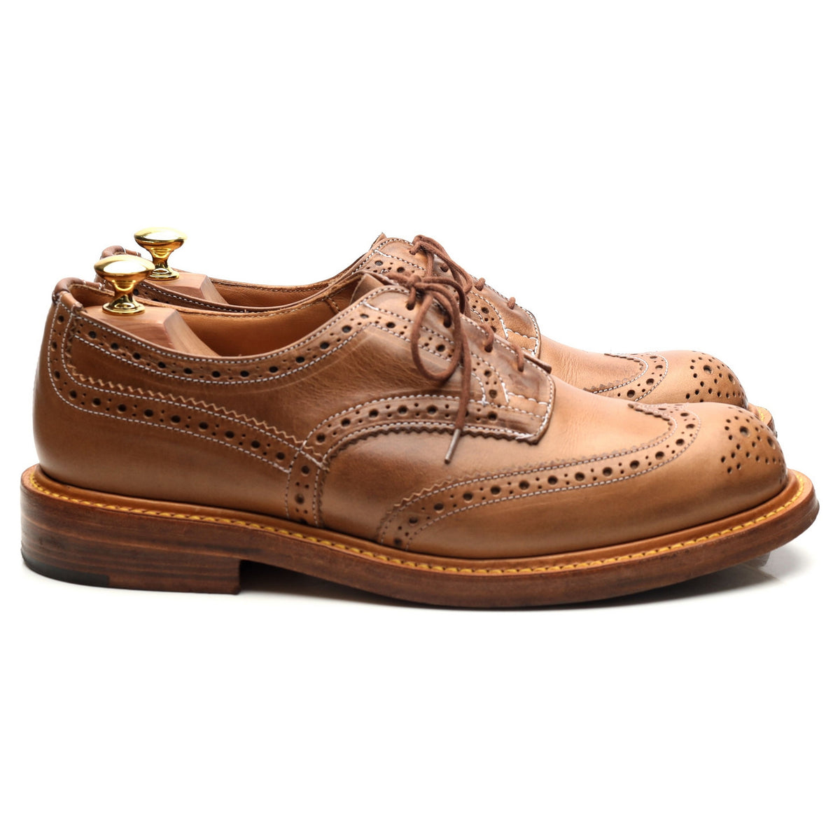 &#39;8241&#39; Brown Leather Derby Brogues UK 8.5