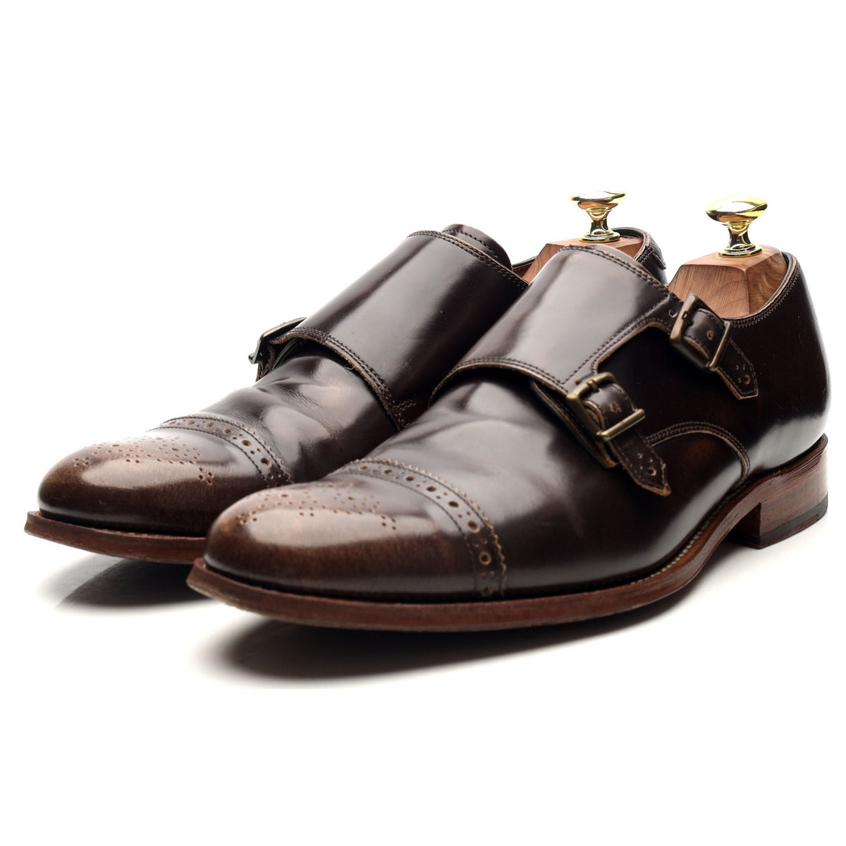 &#39;Ellery&#39; Dark Brown Leather Double Monk Strap UK 7 F