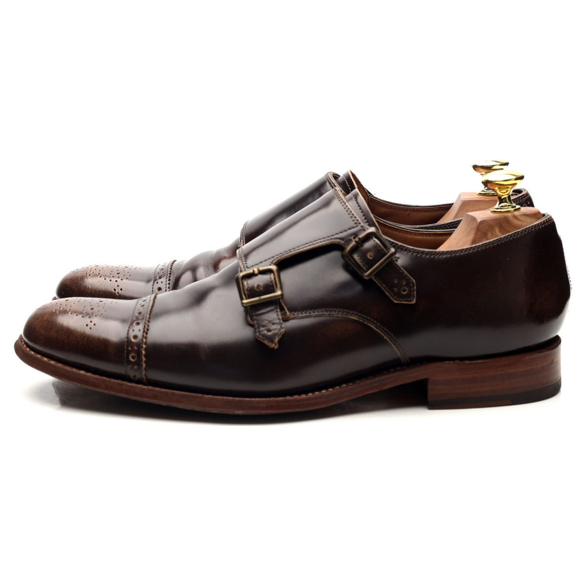 &#39;Ellery&#39; Dark Brown Leather Double Monk Strap UK 7 F