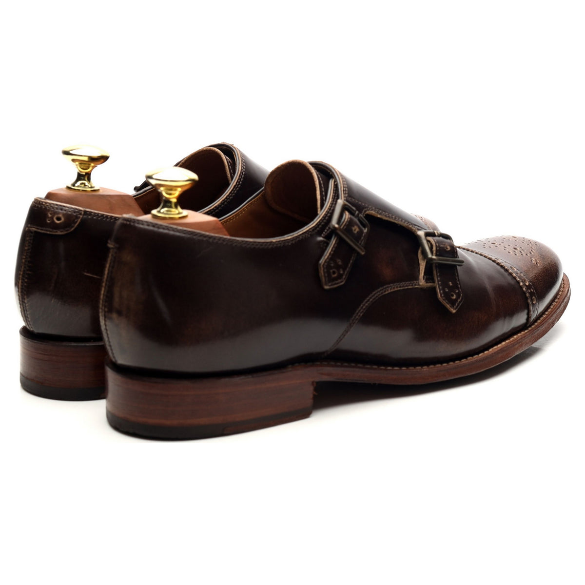 &#39;Ellery&#39; Dark Brown Leather Double Monk Strap UK 7 F