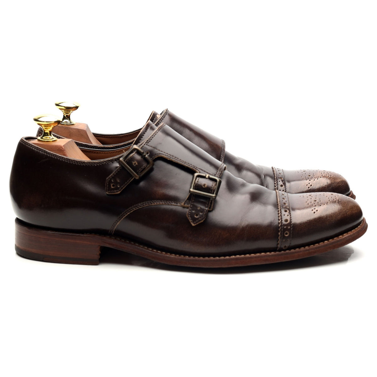 &#39;Ellery&#39; Dark Brown Leather Double Monk Strap UK 7 F