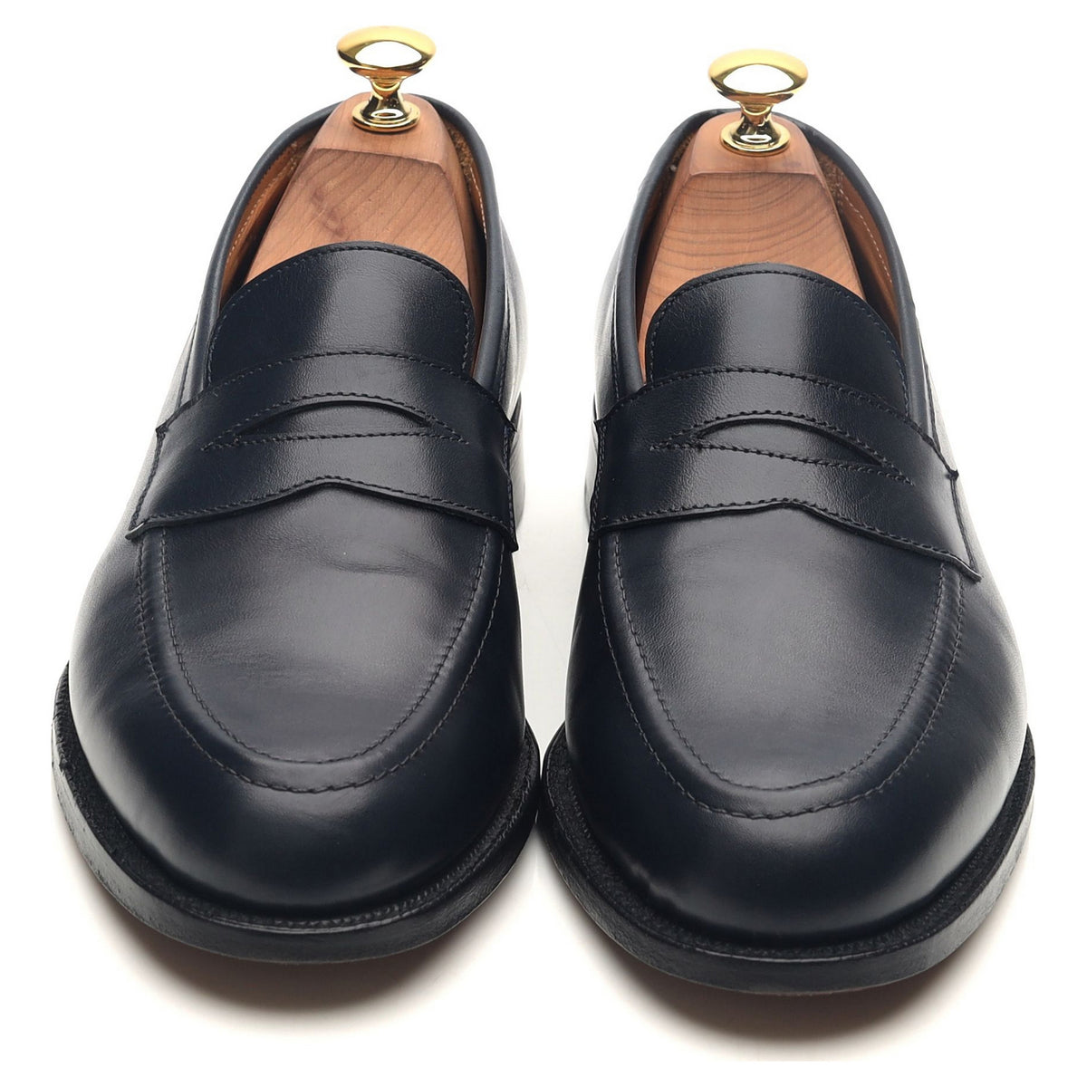 &#39;Harvard&#39; Navy Blue Leather Loafers UK 6.5