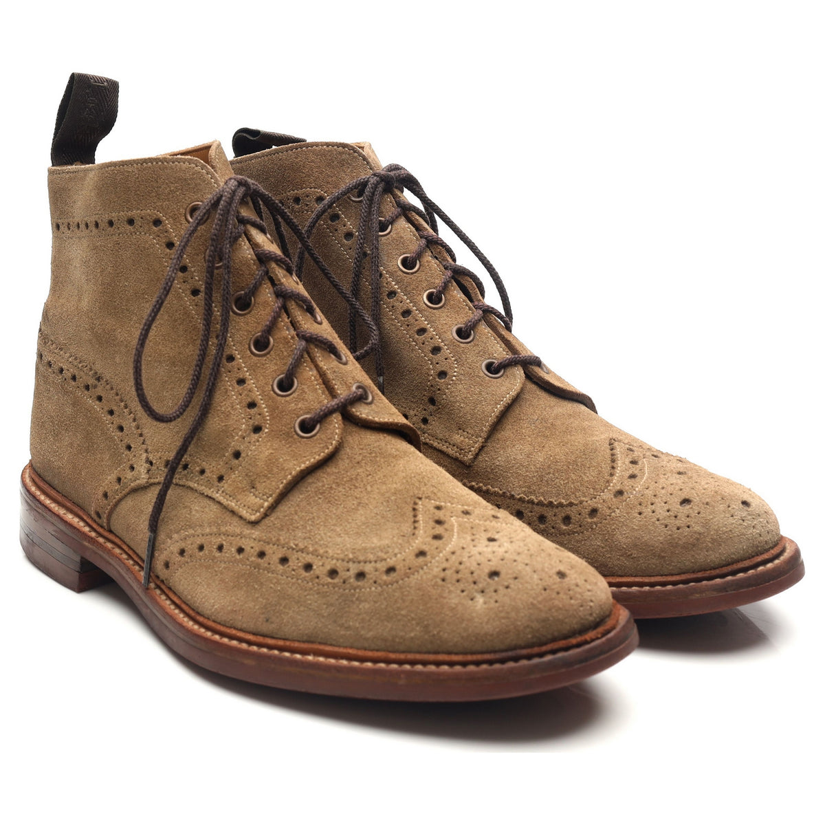 1880 &#39;Wharfdale&#39; Sand Brown Suede Brogue Boots UK 9 G
