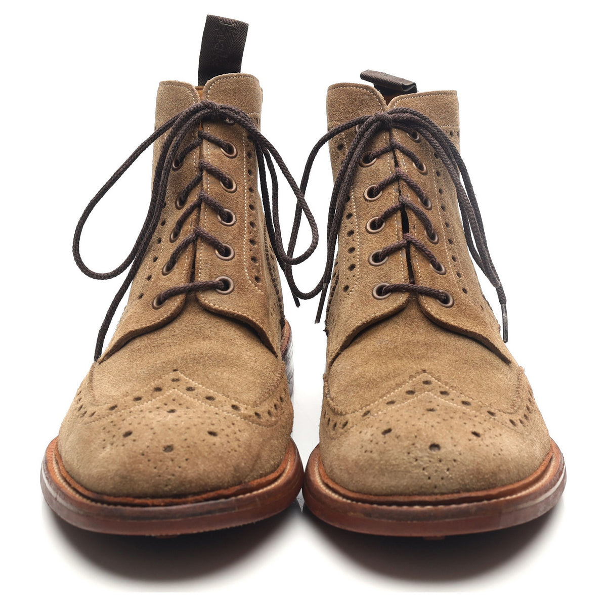 1880 &#39;Wharfdale&#39; Sand Brown Suede Brogue Boots UK 9 G