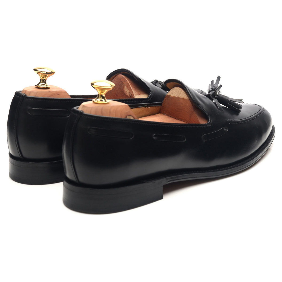Black Leather Tassel Loafers UK 11 E