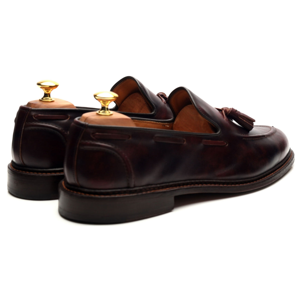 &#39;Elton&#39; Burgundy Museum Leather Tassel Loafers UK 11