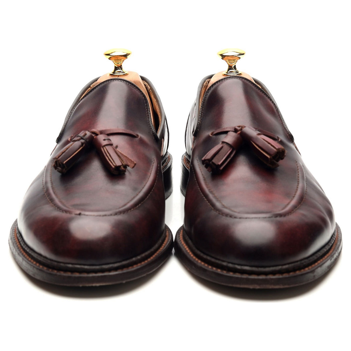 &#39;Elton&#39; Burgundy Museum Leather Tassel Loafers UK 11