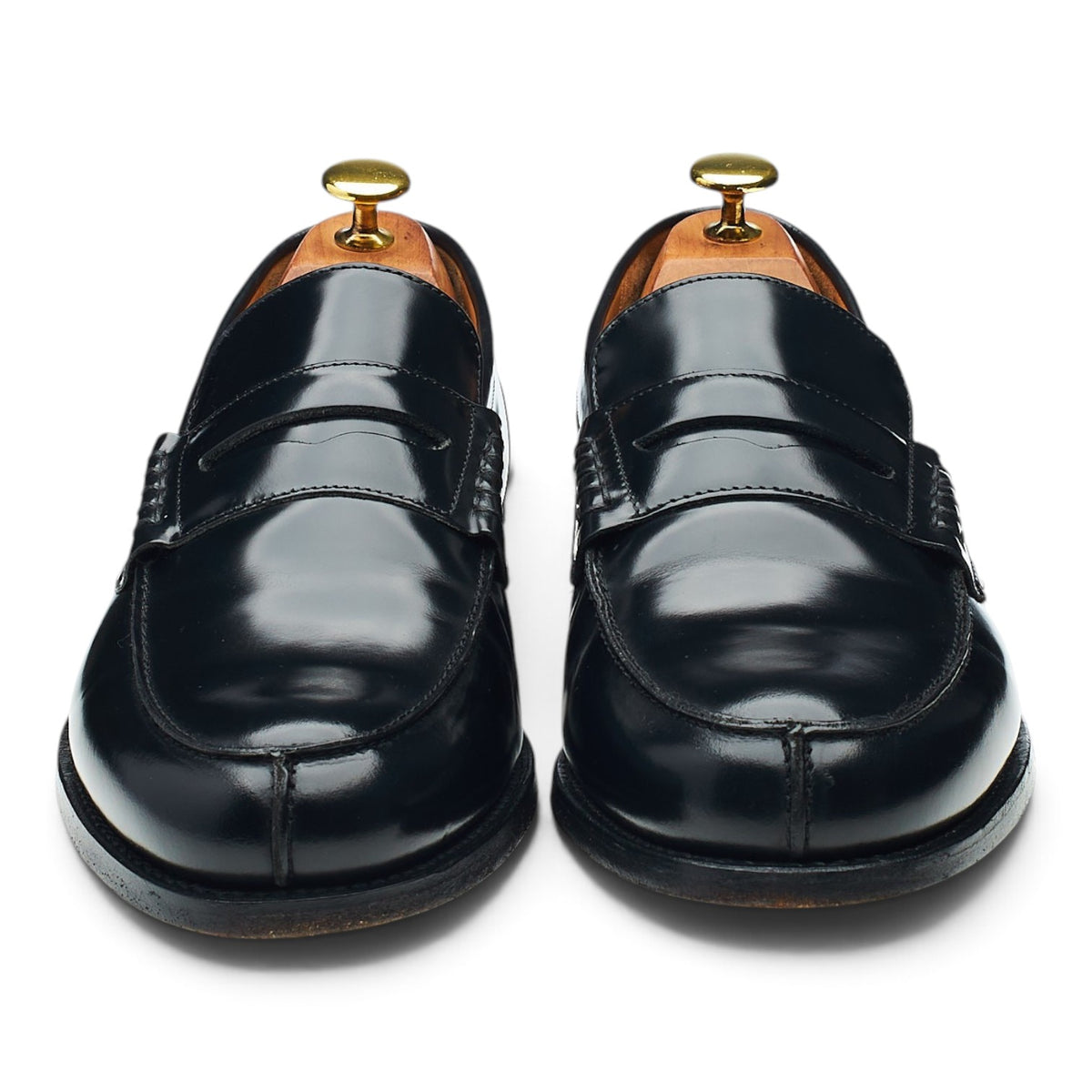 'Florence' Black Leather Split Toe Loafers UK 8 G