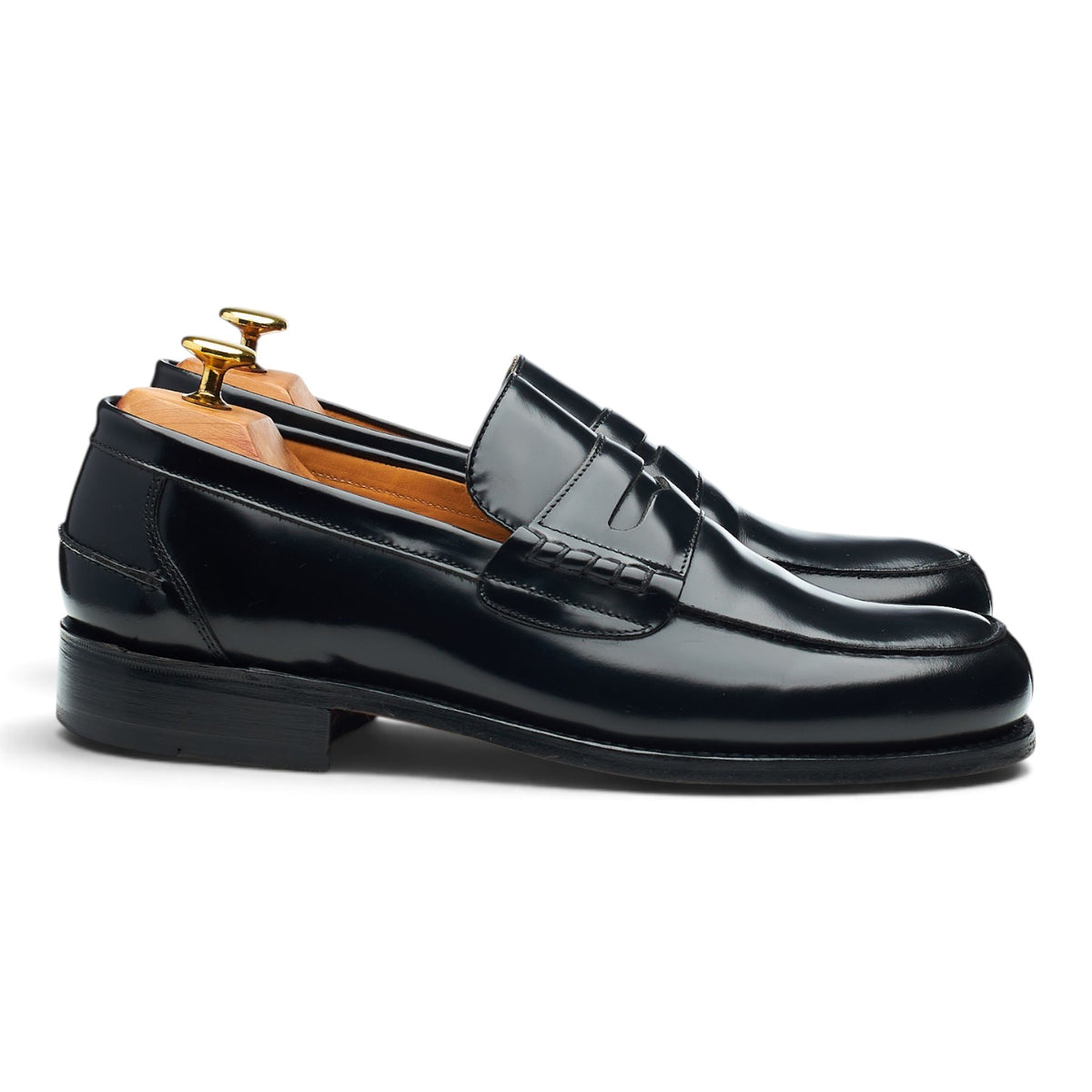 'Florence' Black Leather Split Toe Loafers UK 8 G