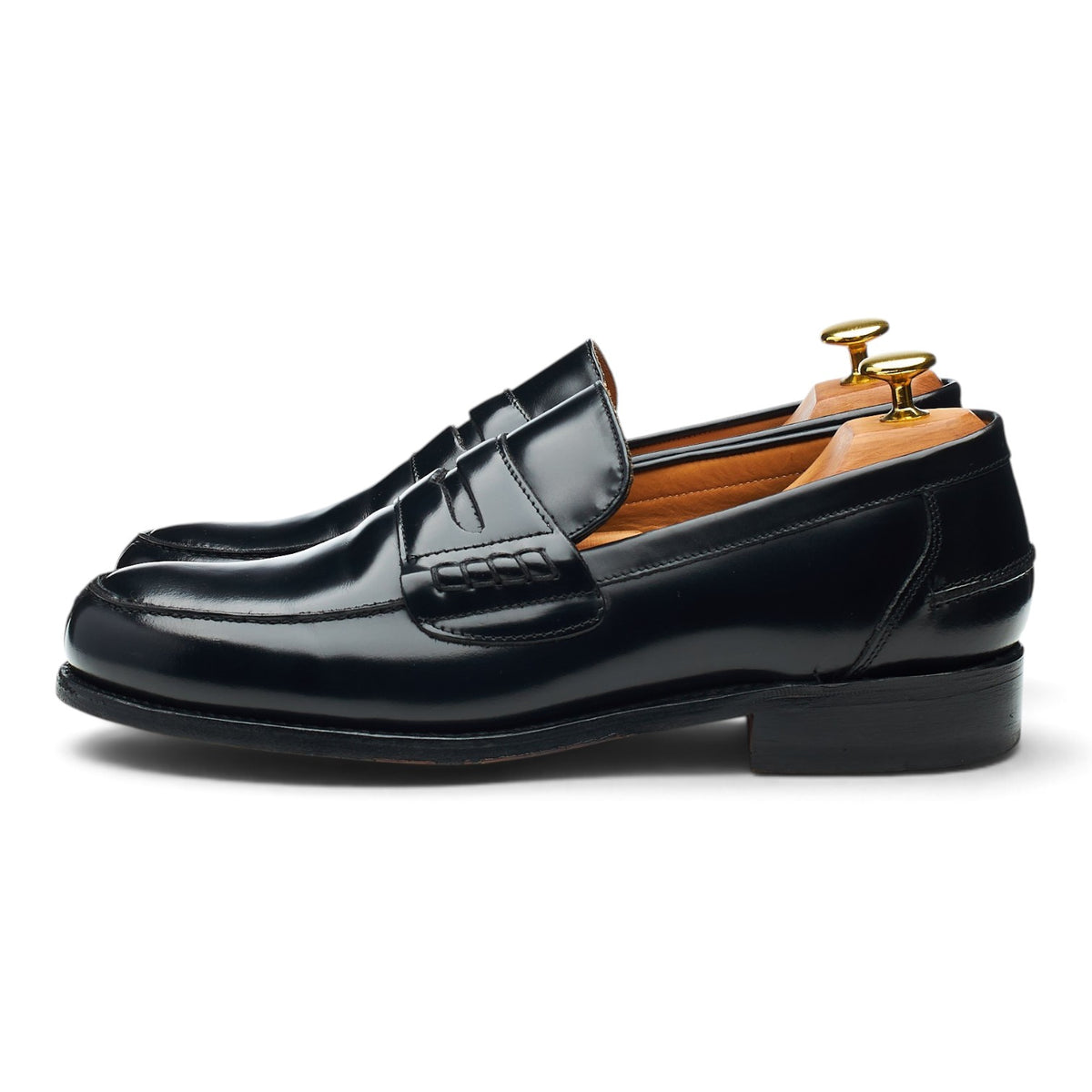 'Florence' Black Leather Split Toe Loafers UK 8 G