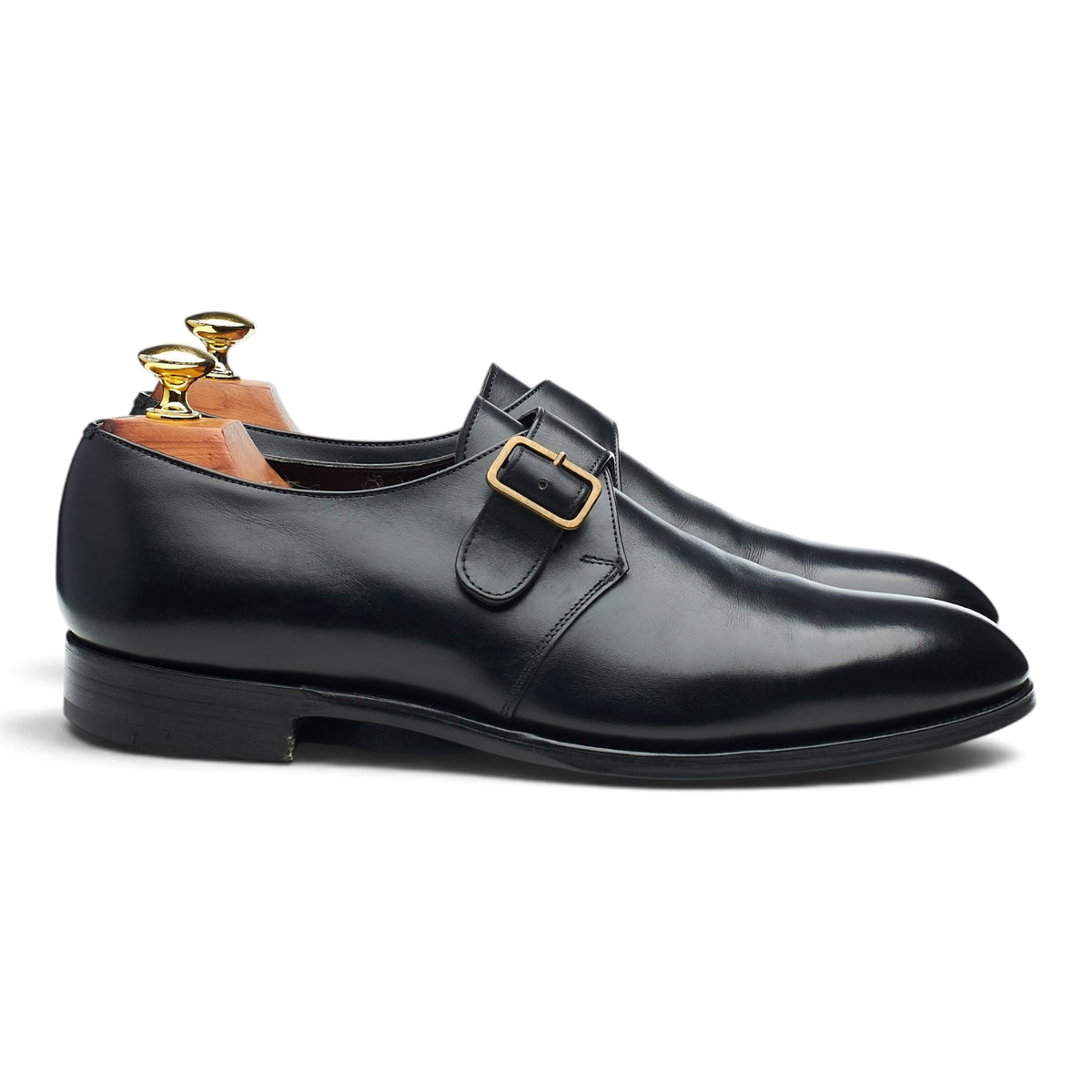 'Troon' Black Leather Monk Strap UK 7.5 F