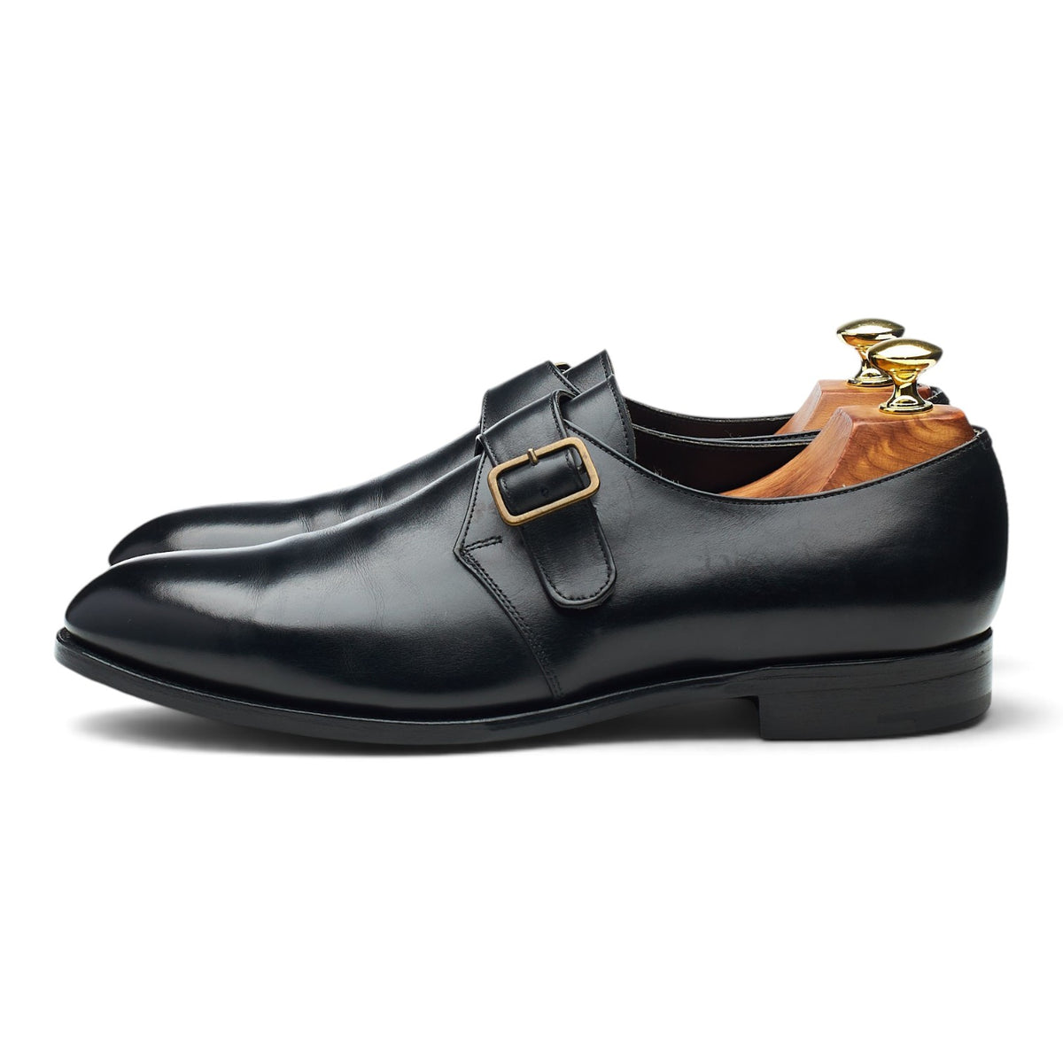 'Troon' Black Leather Monk Strap UK 7.5 F