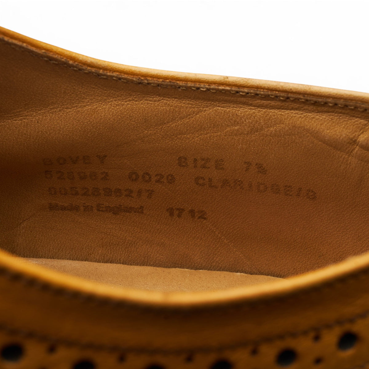 'Bovey' Tan Brown Leather Oxford Brogues UK 7.5 G