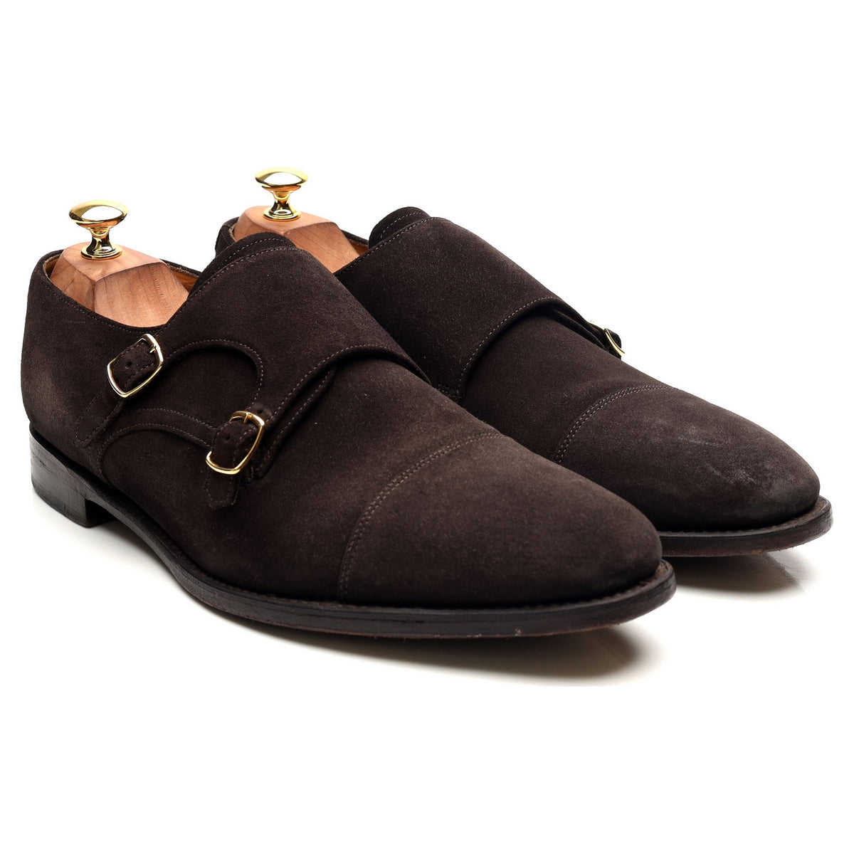 1880 &#39;Cannon&#39; Dark Brown Suede Double Monk Strap UK 10.5 F
