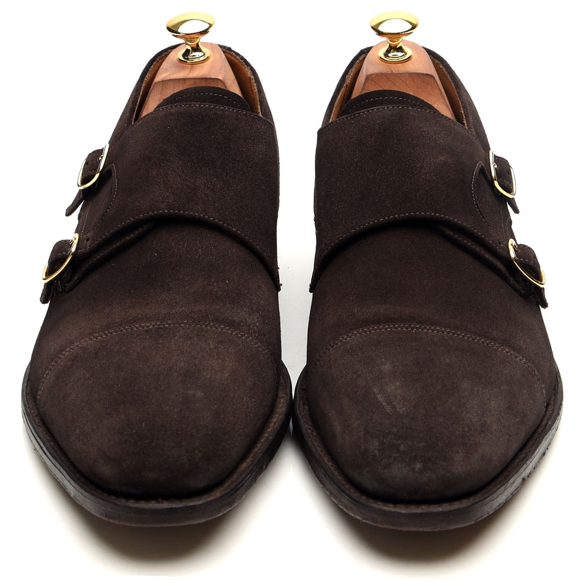 1880 &#39;Cannon&#39; Dark Brown Suede Double Monk Strap UK 10.5 F