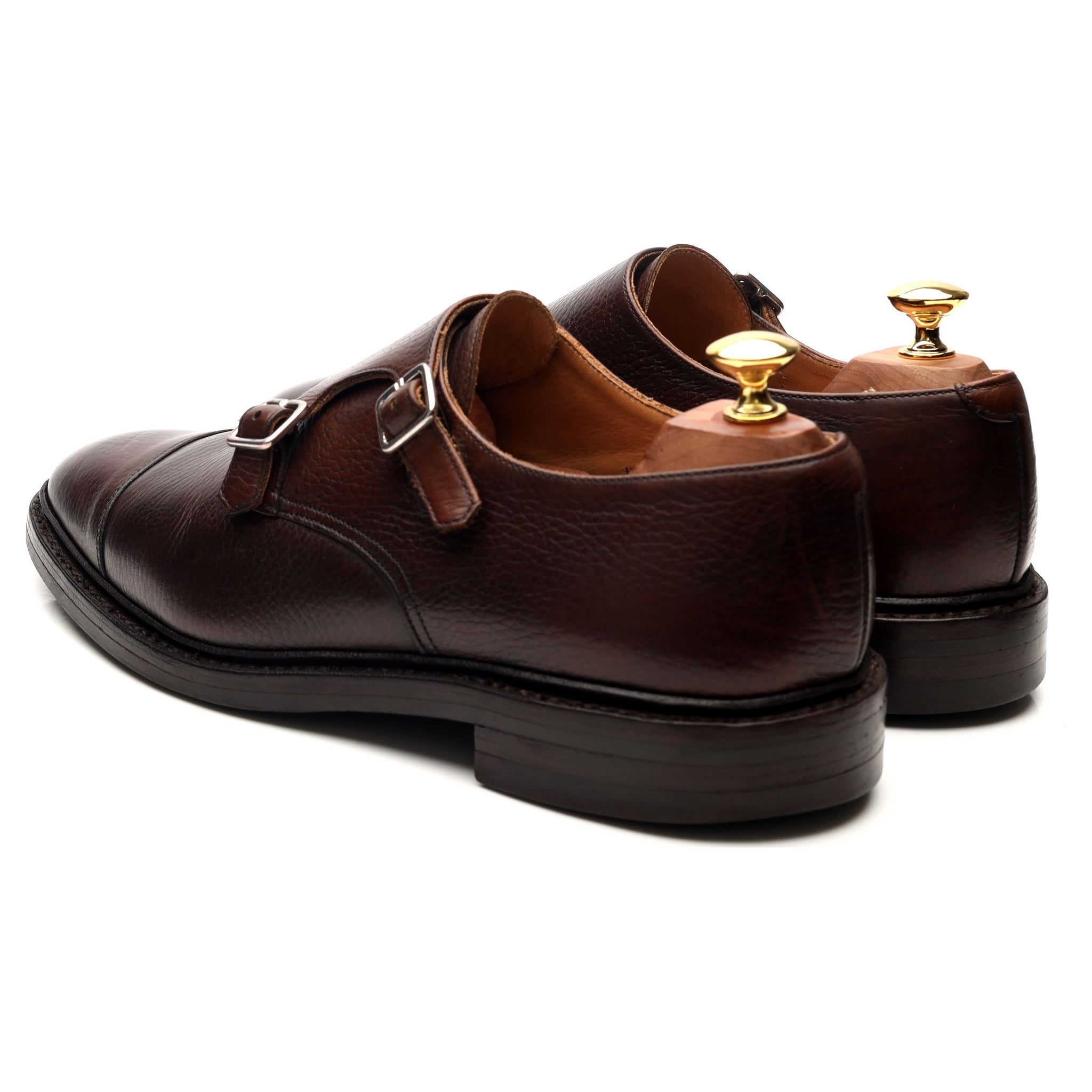 Harrogate' Dark Brown Leather Double Monk Straps UK 9 E - Abbot's