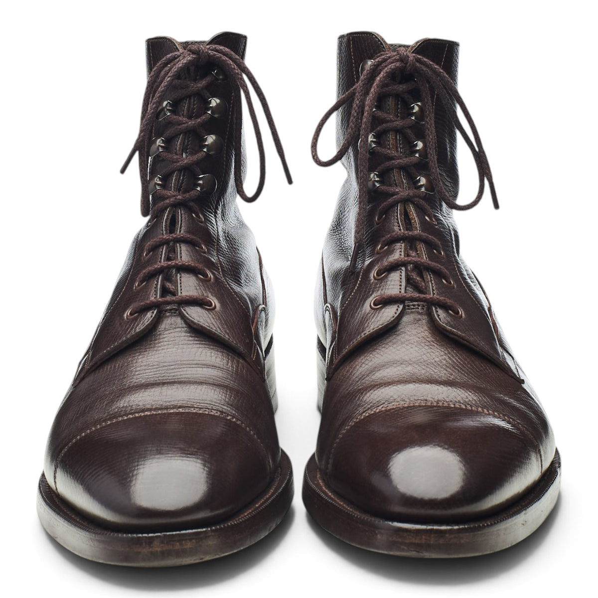 'Galway' Dark Brown Grain Leather Boots UK 9 E