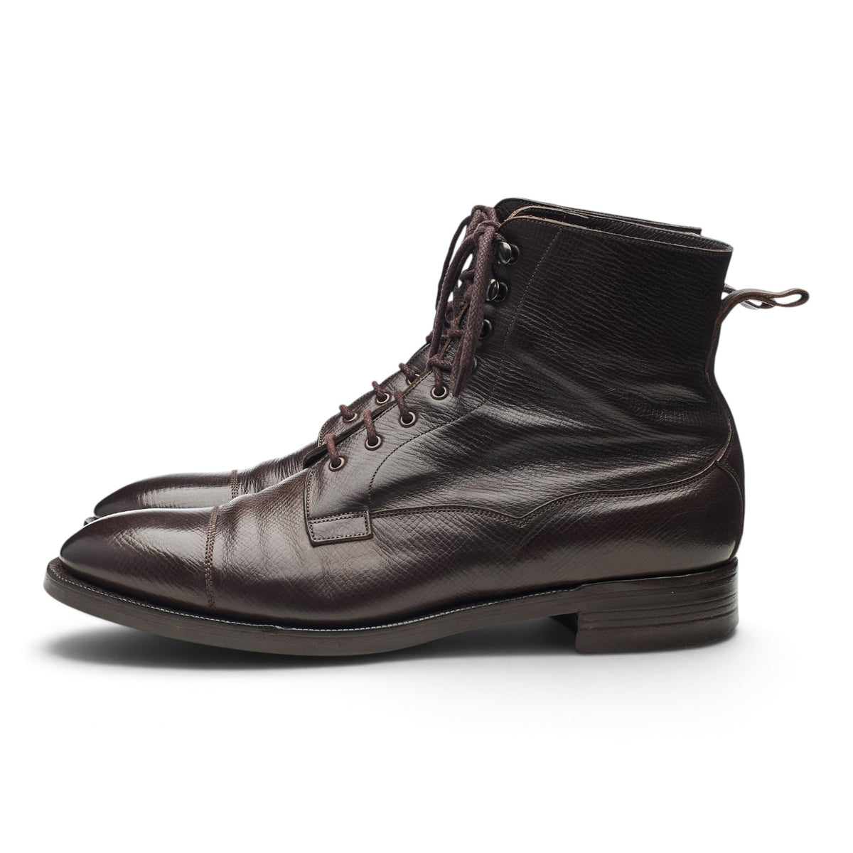 'Galway' Dark Brown Grain Leather Boots UK 9 E