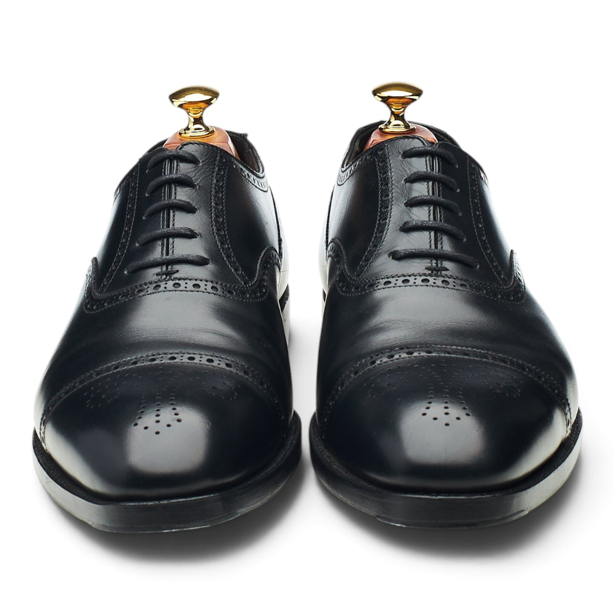 'Welbeck' Black Leather Oxford Semi Brogues UK 9 E