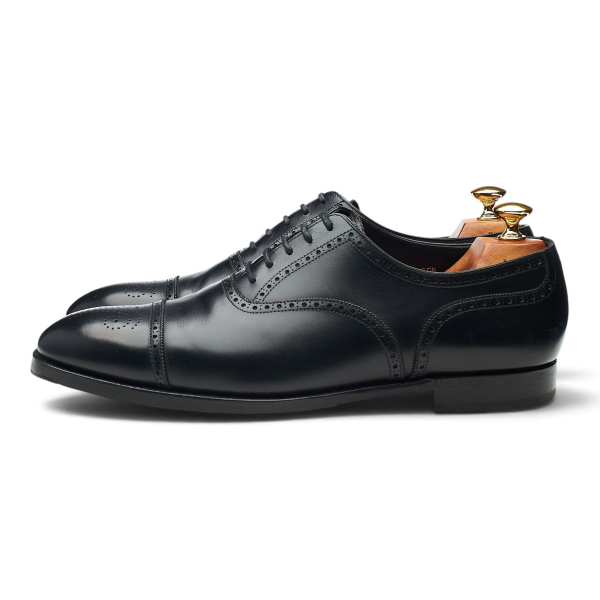 'Welbeck' Black Leather Oxford Semi Brogues UK 9 E